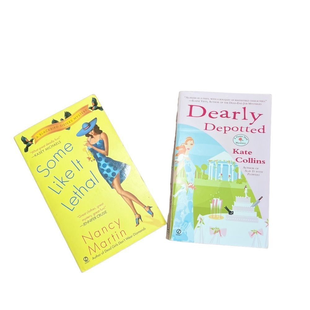 Lot of 2 Paperback Mystery Novels - Dearly Depotted, Some Like it Leathal